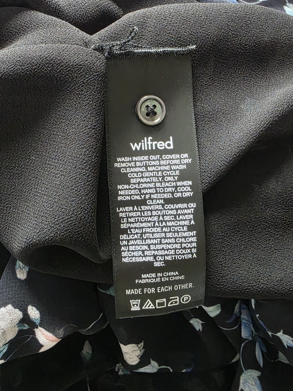 NWOT Aritzia Wilfred Alexis Blouse - Spring Medley Black Size M - Picture 7 of 9